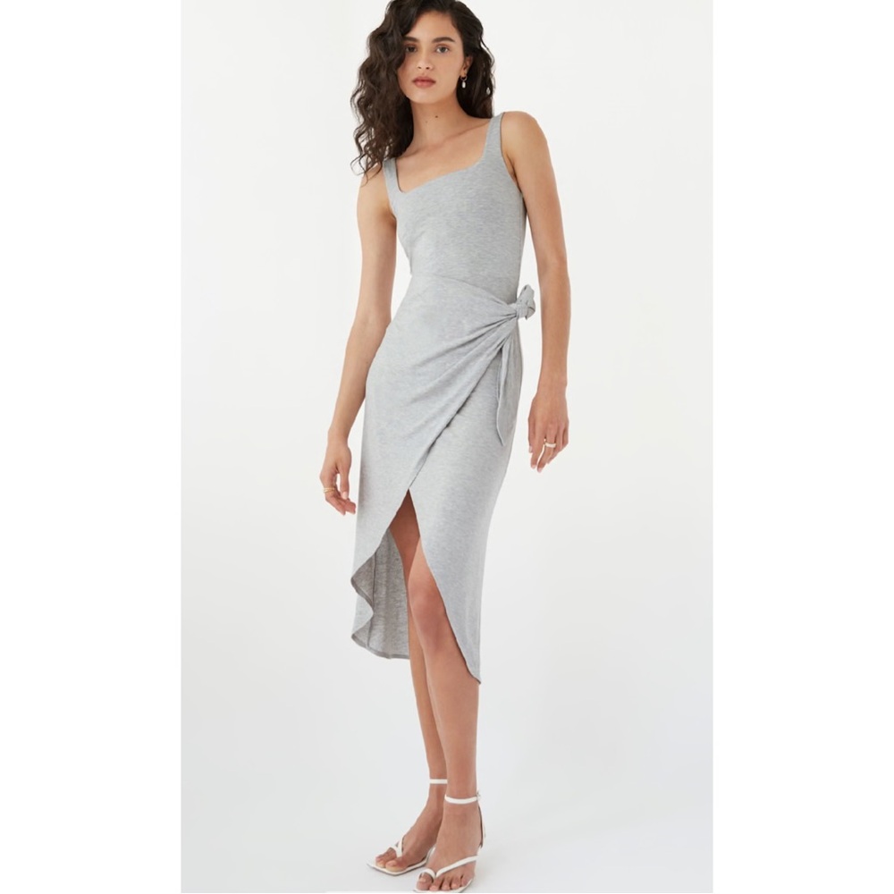 ARITZIA | Wilfred Saturn Wrap Midi Dress in Light Heather Grey, Size Medium
